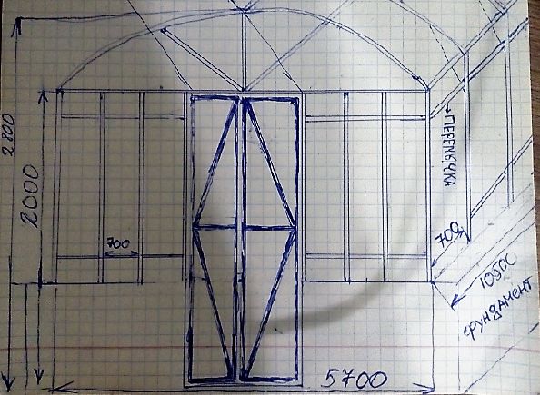 Чертеж теплицы из профильной трубы 20 40