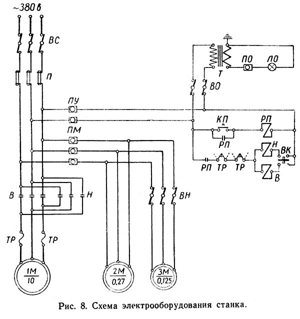 Схема электрическая принципиальная станка токарного станка