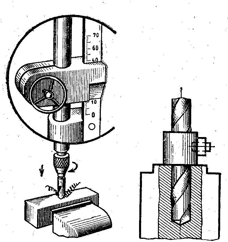 Сверление глухого отверстия схема