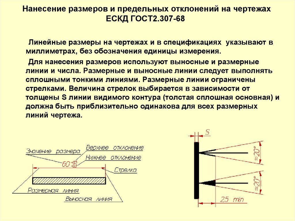 Чертеж - это универсальный документ, в котором конструктор дает исчерпывающую информацию о конструкции изделия Любой специалист,по чертежу должен получить информацию об изделии полностью и без искажений Для этого нанесение размеров на чертежах формализова
