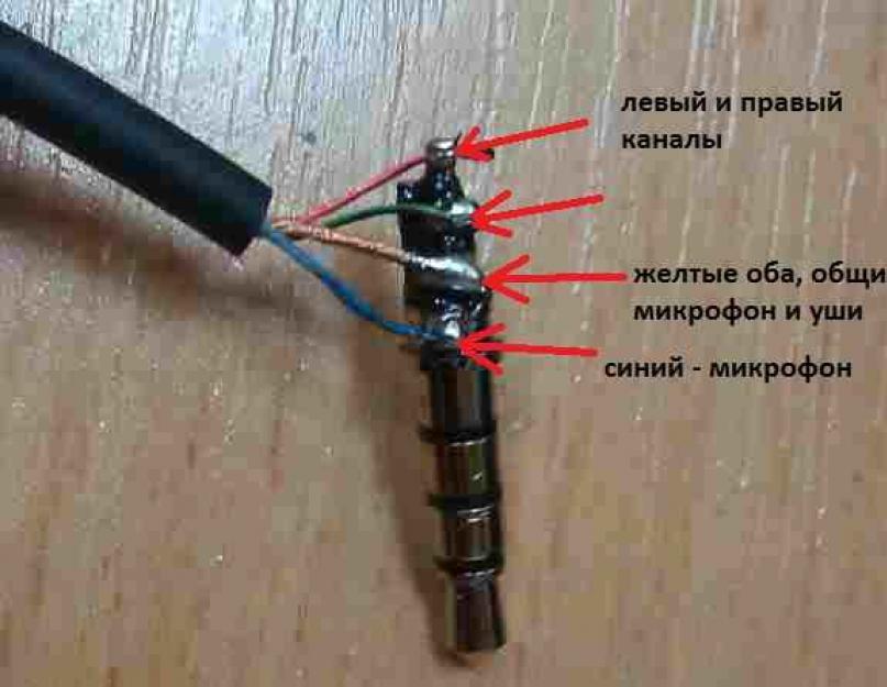 Схема штекера наушников
