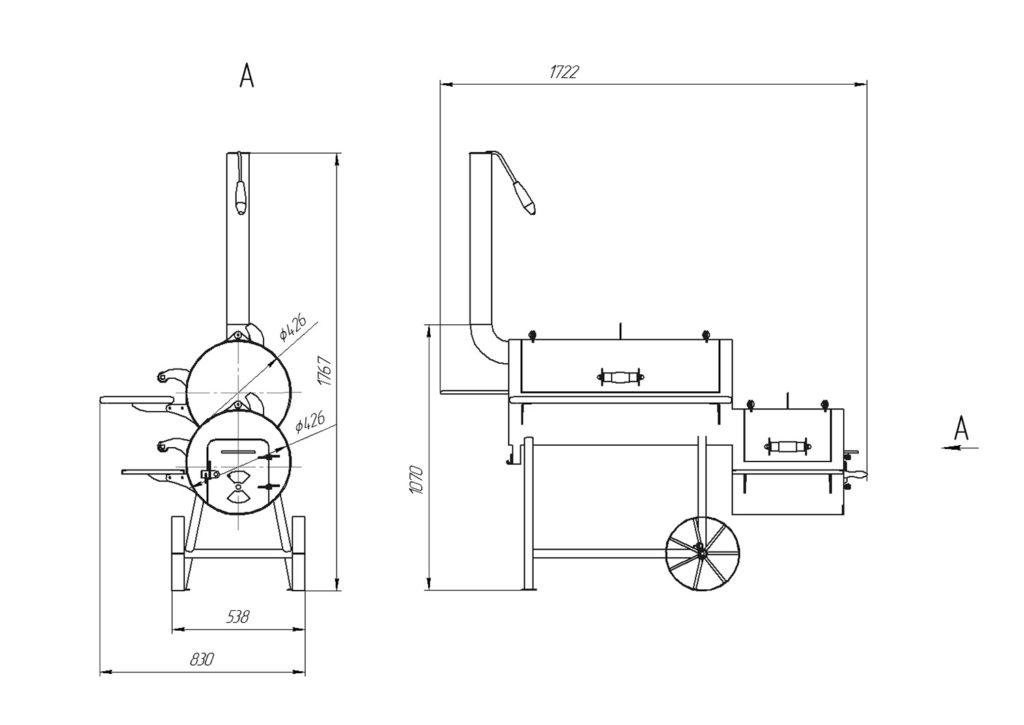 Схема смокера барбекю чертеж