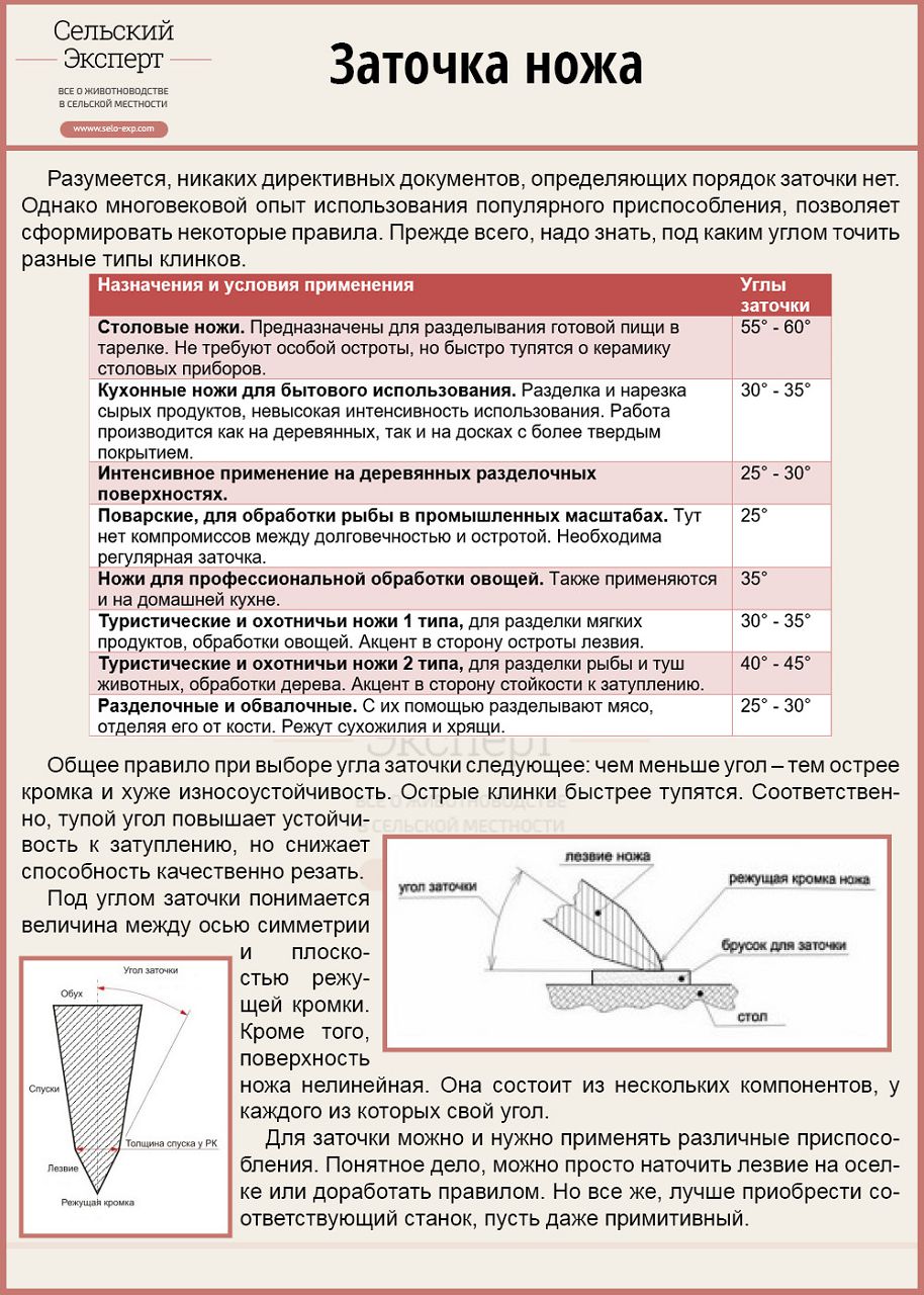 Особенности заточки ножей, подробная инструкция и советы