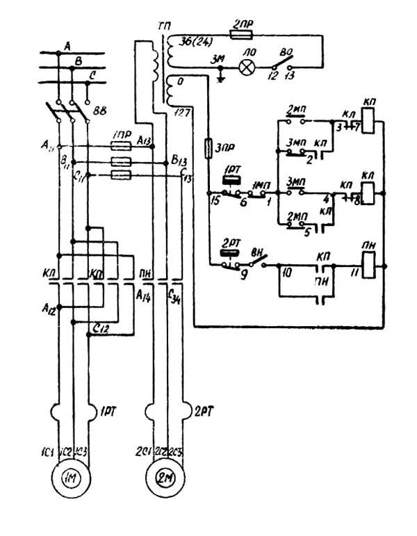 Принципиальная электрическая схема управления эп радиально сверлильного станка