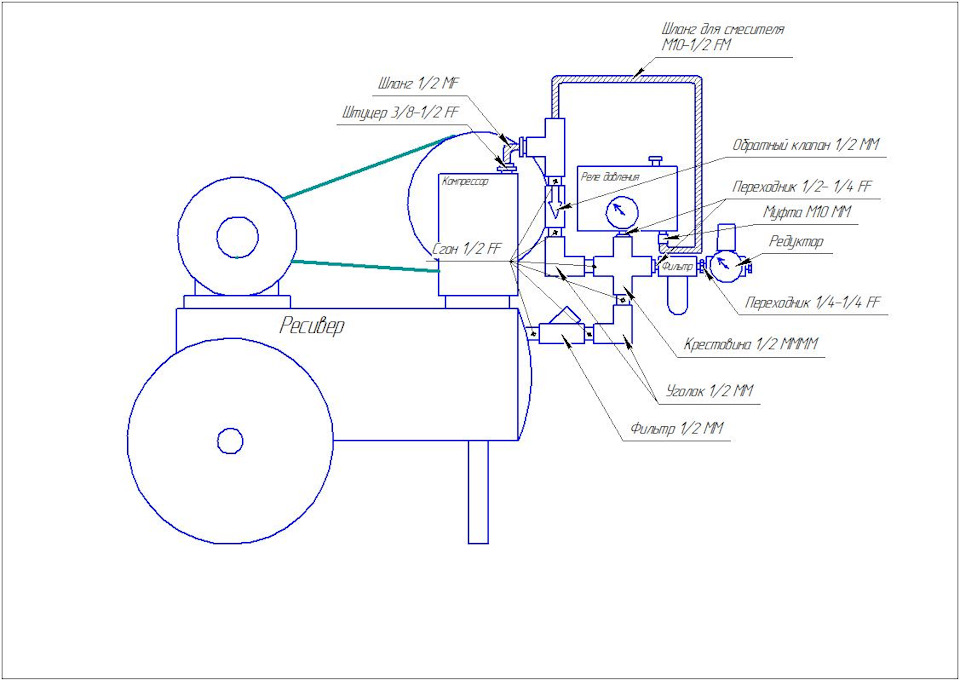 Компрессор автомобильный чертеж