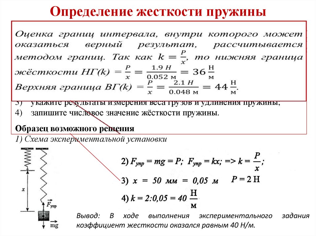 Как определить жесткость пружины по рисунку