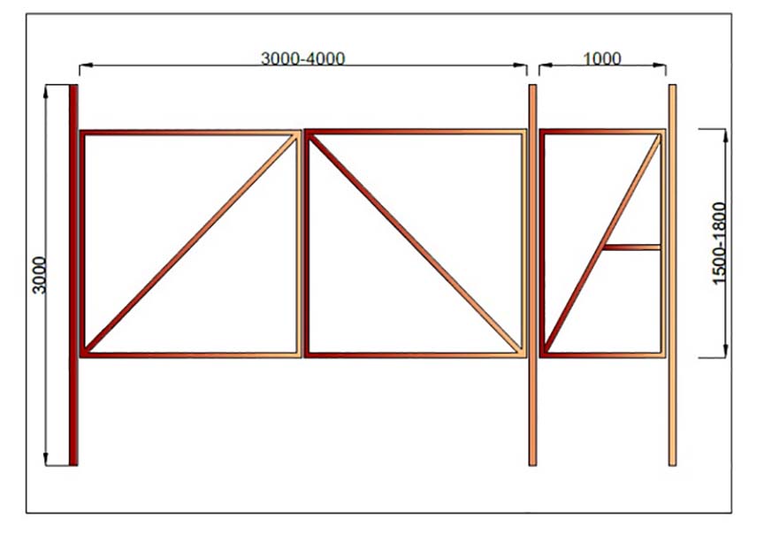 Ворота из металлопрофиля чертежи