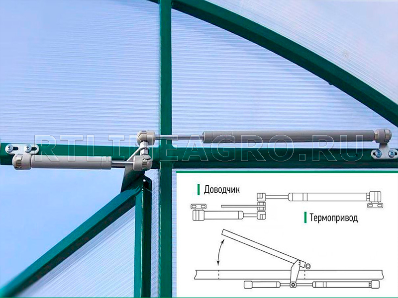 Термопривод для теплиц \\ устанавливаем автоматический проветриватель форточек в теплице