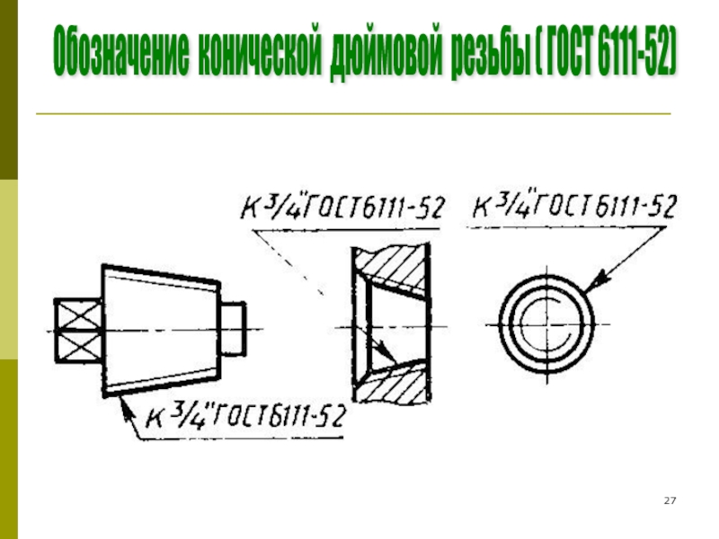 Резьба дюймовая коническая обозначение на чертеже гост