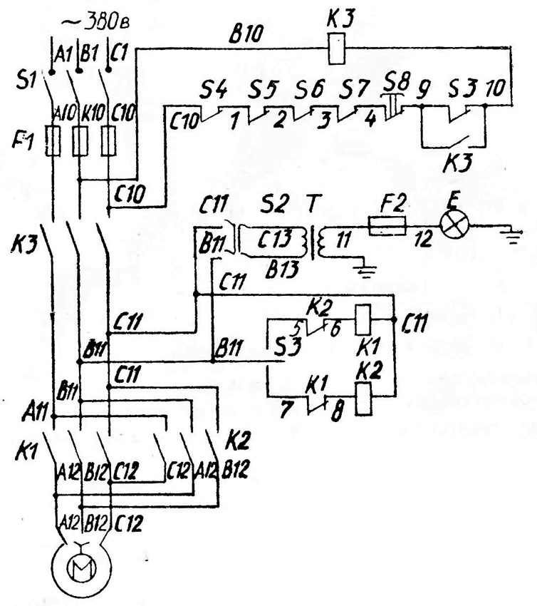 Схема электрическая принципиальная станка токарного станка