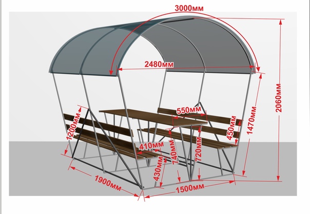 Как сделать беседку из профильной трубы своими руками фото чертежи 3 на 3