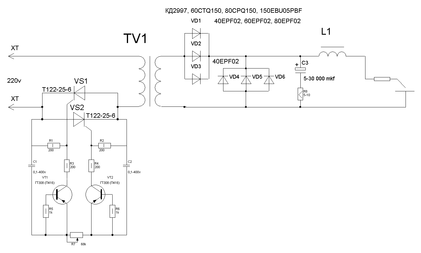 Схема 3 фазного сварочного полуавтомата