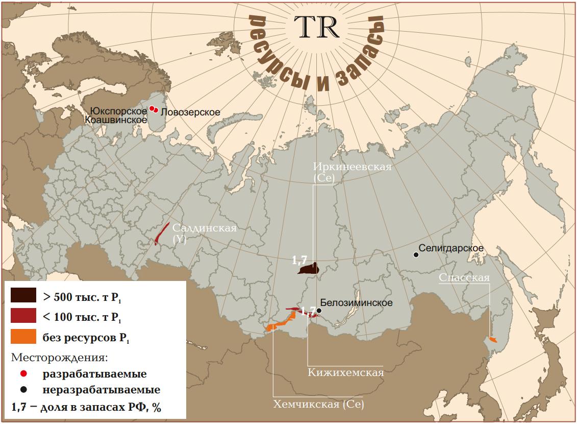 Карта редкоземельных металлов мира