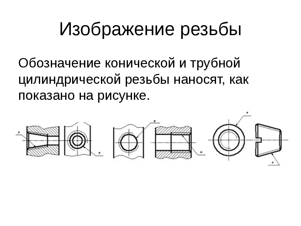 Чертеж конусной резьбы