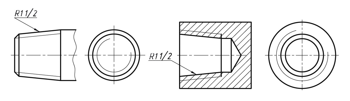 Коническая трубная резьба чертеж