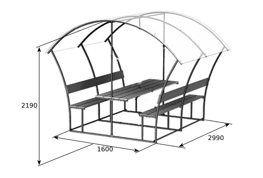 Чертеж металлической беседки